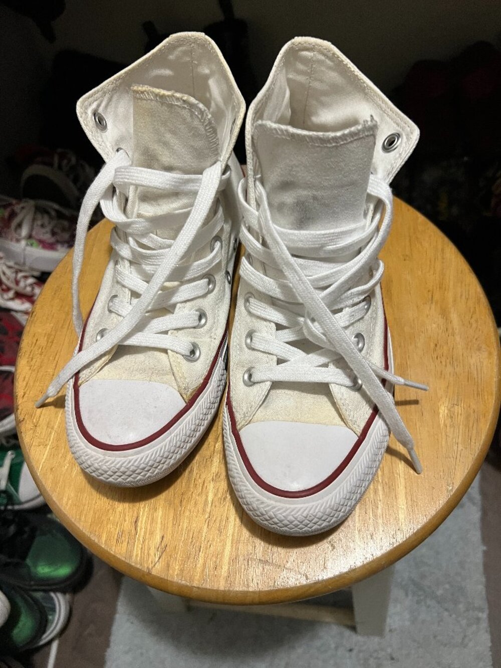 Converse AllStar White High Top Sneakers â W7 / M5 -Great for Craft - Upcycling